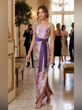 Kay Unger COSETTE COLUMN GOWN, size 6